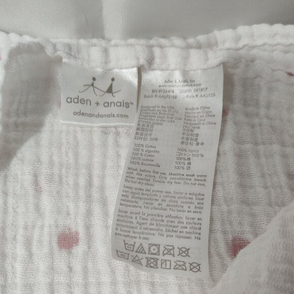 Aden + Anais Muslin Swaddle Blanket White Pink Polka Dot Cotton 42.5 x 40.5 inch - Picture 4 of 6
